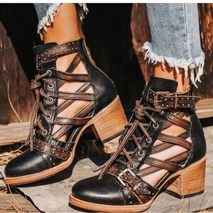 FREEBIRD CHEYENNE Black Leather Bootie Sz 7